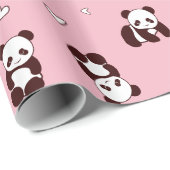 ピンクパンダハートラッピング紙 ラッピングペーパー (ロールコーナー)