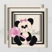 ピンクパンダベビーシャワー招待状 招待状 (正面/裏面)