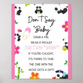 ピンクパンダ赤ちゃんシャワーゲームサイン ポスター