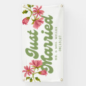 ピンクパンチたった今結婚しましたカーバナー 横断幕 (縦)