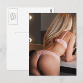 ピンクパンティランジェリーモデル写真ホットブロンド ポストカード (正面/裏面)