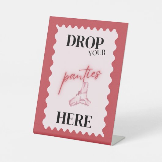 ピンクパンティーをドロップここにゲームサイン 台座サイン (正面)