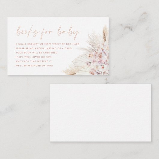 ピンクパンパスグラスガールブックベビーカード エンクロージャーカード (正面/裏面)