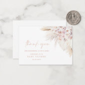 ピンクパンパスグラスガールベビーシャワーサンキューカード ノートカード (正面/裏面インサイチュ)