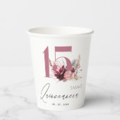 ピンクパンパスグラスキンセアニェラ15誕生日招待状 紙コップ (裏面)