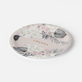 ピンクパンパスグラスフローラウェディングシャワーパーティー ペーパープレート (アングル)