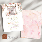 ピンクパンパスグラスフローラコアラオーストラリアベビーガール 招待状