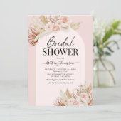 ピンクパンパスグラスフローラブライダルシャワー 招待状 (スタンド正面)