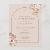 ピンクパンパスグラスフローラ金ゴールドアーチ確認 インビテーションポストカード (正面)