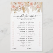 ピンクパンパスグラスブライダルシャワーゲーム (正面)