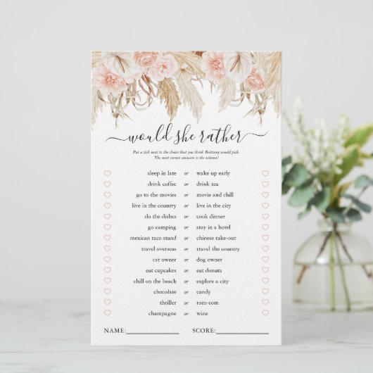 ピンクパンパスグラスブライダルシャワーゲーム (スタンド正面)