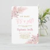 ピンクパンパスグラスベビーシャワーガール招待状 招待状 (スタンド正面)