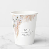 ピンクパンパスグラスホワイトオーラントロピカルエキゾチック 紙コップ (正面)