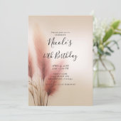 ピンクパンパスグラスボヘミアンボホバースデーパーティー 招待状 (スタンド正面)