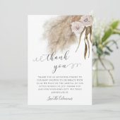ピンクパンパスグラス水彩赤ちゃんシャワー サンキューカード (スタンド正面)