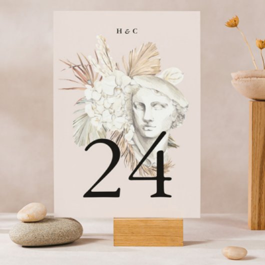 ピンクパンパスドライグラス熱帯ジャングルフローラ テーブルナンバー