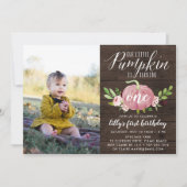 ピンクパンプキカスタムンの年齢の誕生日パーティーフォト 招待状 (正面)