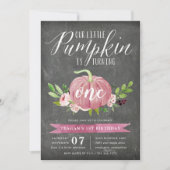 ピンクパンプキカスタムンエイジ誕生日パーティー 招待状 (正面)