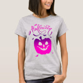 ピンクパンプキンおもしろい顔ハロウィーン Tシャツ (正面)
