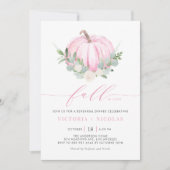 ピンクパンプキンアンドグリーン秋リハーサルディナー 招待状 (正面)