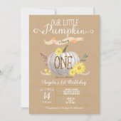 ピンクパンプキンオータムファーストバースデー招待状 招待状 (正面)