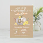 ピンクパンプキンオータムファーストバースデー招待状 招待状 (スタンド正面)