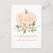 ピンクパンプキンカップル赤ちゃんシャワーピンク感謝してい金ゴールド サンキューカード (正面)