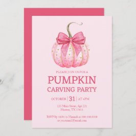 ピンクパンプキンカービングパーティーハロウィーン 招待状