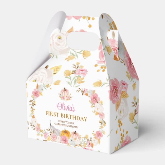 ピンクパンプキンガールファースト誕生日フライトボックス フェイバーボックス (正面サイド)