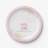 ピンクパンプキンガールフローラボウベビーシャワー ペーパープレート (正面)