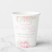 ピンクパンプキンガールフローラボウベビーシャワー 紙コップ (正面)