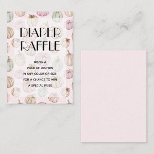 ピンクパンプキンガールベビーおむつラッフル エンクロージャーカード