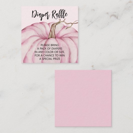 ピンクパンプキンガールベビーおむつラッフル エンクロージャーカード (正面/裏面)