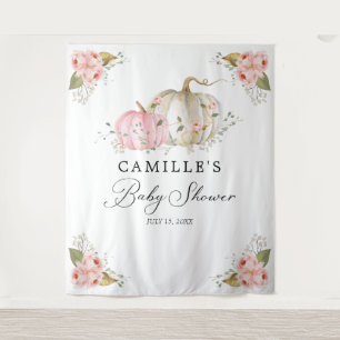 ピンクパンプキンガールベビーシャワーパーティー背景 タペストリー