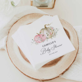 ピンクパンプキンガールベビーシャワー紙 スタンダードカクテルナプキン