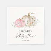 ピンクパンプキンガールベビーシャワー紙 スタンダードカクテルナプキン (正面)