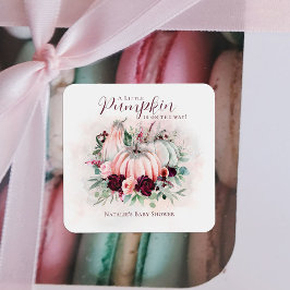 ピンクパンプキンガールベビーシャワー スクエアシール