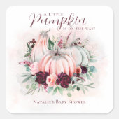 ピンクパンプキンガールベビーシャワー スクエアシール (正面)