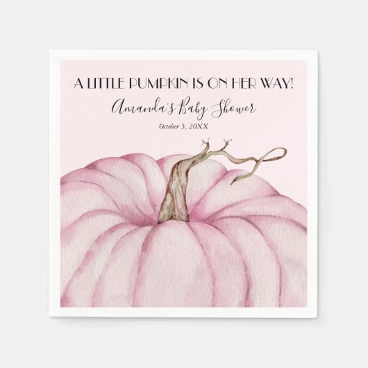ピンクパンプキンガールベビーシャワー スタンダードカクテルナプキン (正面)