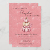 ピンクパンプキンガールベビーシャワー 招待状 (正面/裏面)