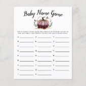 ピンクパンプキンガールベビー名シャワーゲーム (正面)