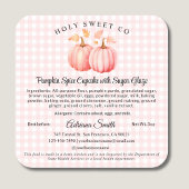 ピンクパンプキンギンガムベーカリーコテージ食品ラベル スクエアシール