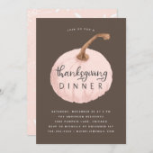 ピンクパンプキンサンクスギビングディナーパーティー 招待状 (正面/裏面)