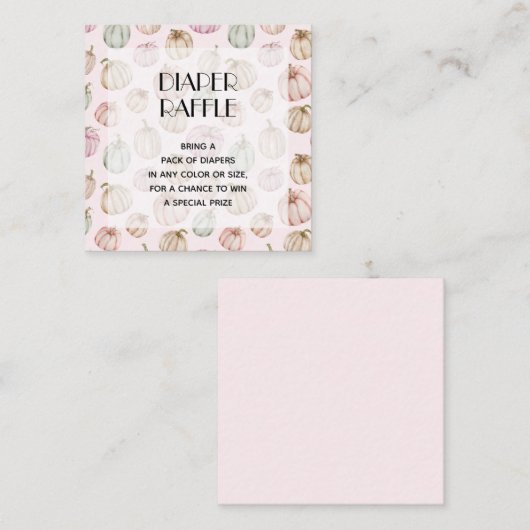 ピンクパンプキンズガールベビーおむつラッフル エンクロージャーカード (正面/裏面)