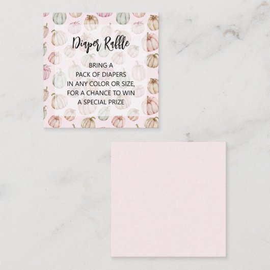ピンクパンプキンズガールベビーおむつラッフル エンクロージャーカード (正面/裏面)