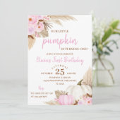 ピンクパンプキンターニングワン誕生日招待状 招待状 (スタンド正面)