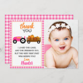 ピンクパンプキントラクターサンキューカード サンキューカード (正面/裏面)