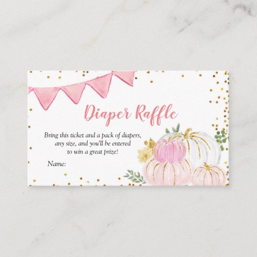 ピンクパンプキントラックおむつラッフルカード エンクロージャーカード (正面)
