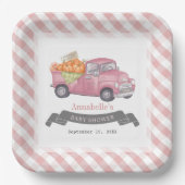 ピンクパンプキントラックジンジャムガムガールベビーシャワー ペーパープレート (正面)