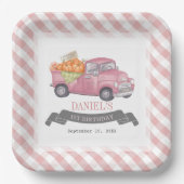 ピンクパンプキントラックジンジャムガムガール1st誕生日 ペーパープレート (正面)